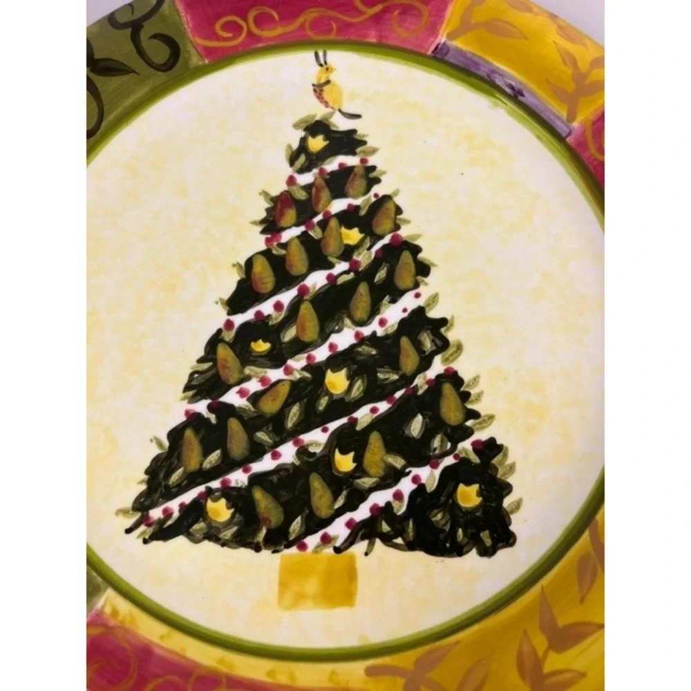 Certified International Sweet Olive Studio Christmas Tree Pear Dinner Plate 10.5